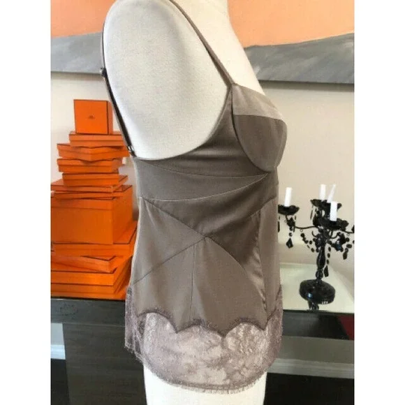 Kaufmanfranco Taupe Beige Silk Bustier Corset Top Blouse